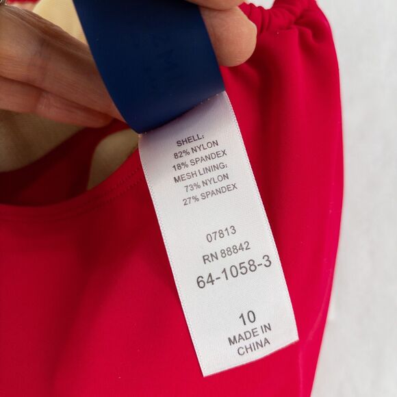 Swimsuits For All Pink Blouson Tankini Swim Top Sz 10 Shelf Bra Geometric Hem - Picture 8 of 8